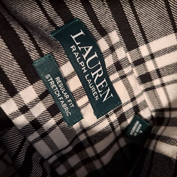 Lauren Ralph Lauren Black Plaid Men's Regular Shirt Long Sleeve Button Down L - Picture 3 of 10